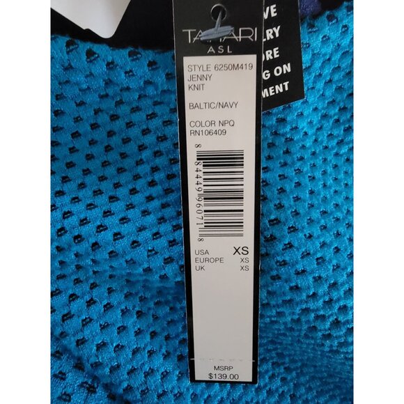 Tahari ASL Baltic Blue Sleeveless Knit Top XS New With Tags Retails $139 - Picture 4 of 4